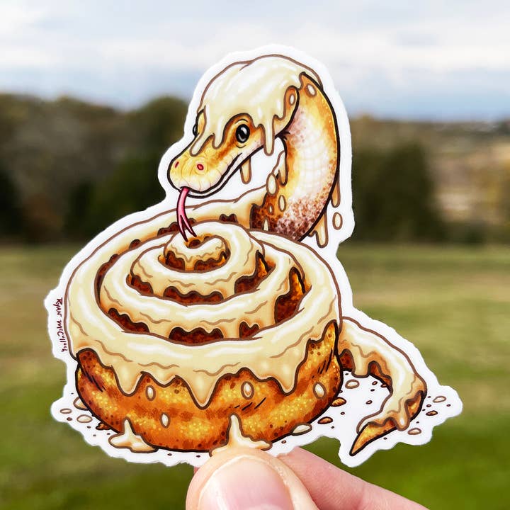 VINYL STICKER: Snake Cinnamon Roll (Python) for wholesale by Ryan McCulloch Art