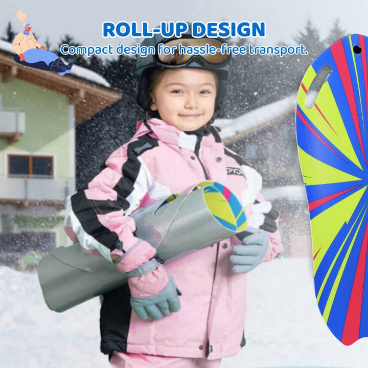 Sixale - Wholesale Sporting Accessories - Wham-O Snowboogie Snow Sled - 37" Single Rider Roll Up Air Slick Winter Sled (Graffiti/Line pattern)