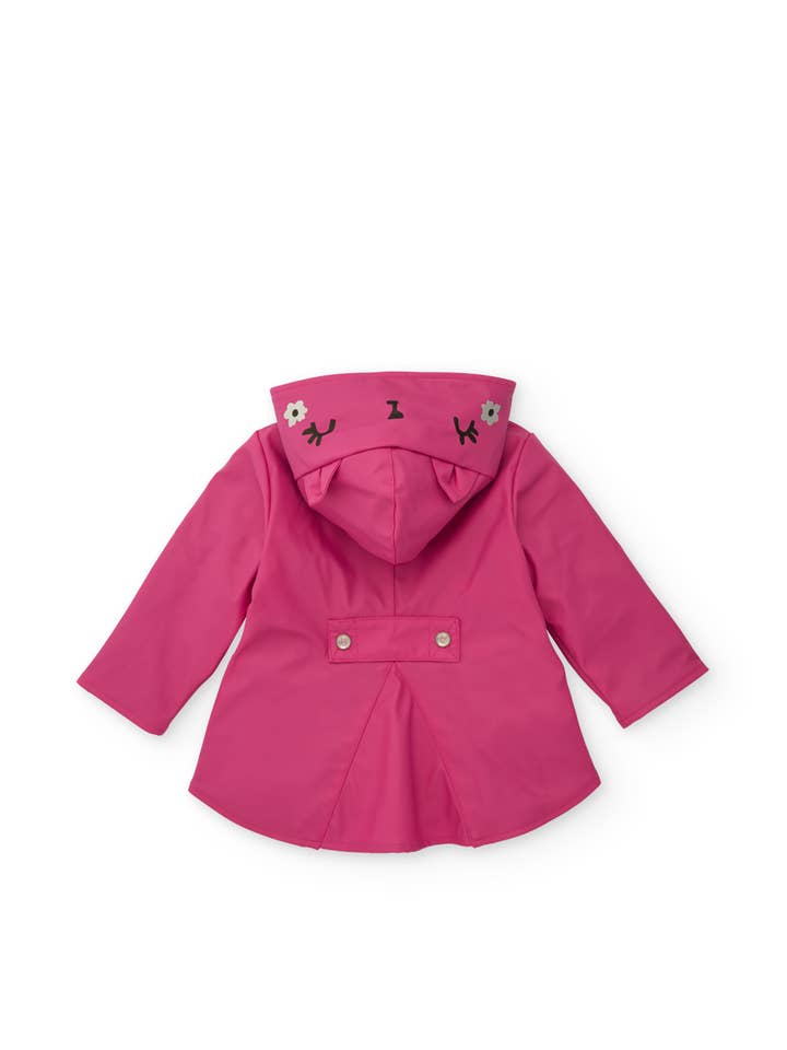 tuc tuc - Wholesale Raincoat - Kids - Girl's raincoat in fuchsia with decorative hood and flowers1