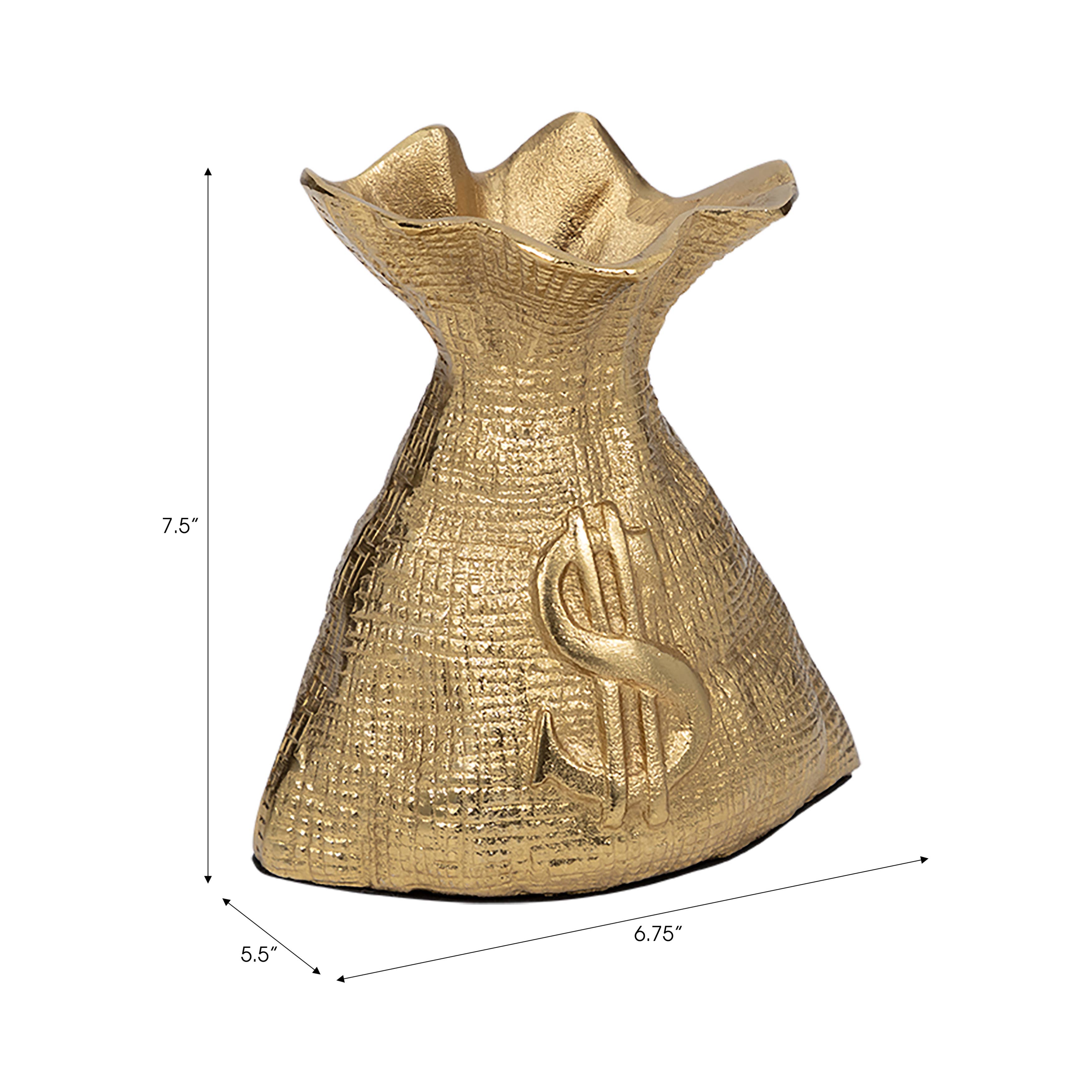 Sagebrook Home - Wholesale Decorative Figurine - Figurine - Gold Metal Modern Textured Money Bag, 7 in.2