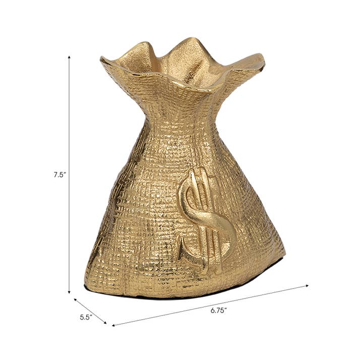 Sagebrook Home - Wholesale Decorative Figurine - Figurine - Gold Metal Modern Textured Money Bag, 7 in.2
