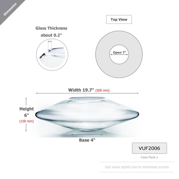 WGV International - Wholesale Vase - WGV Clear UFO Bowl Vase - 20" x 6"H1