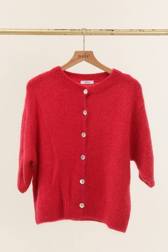 NAÏS PARIS - Wholesale Cardigan - Women's - Round neck buttoned cardigan with short sleeves in mohair and wool20