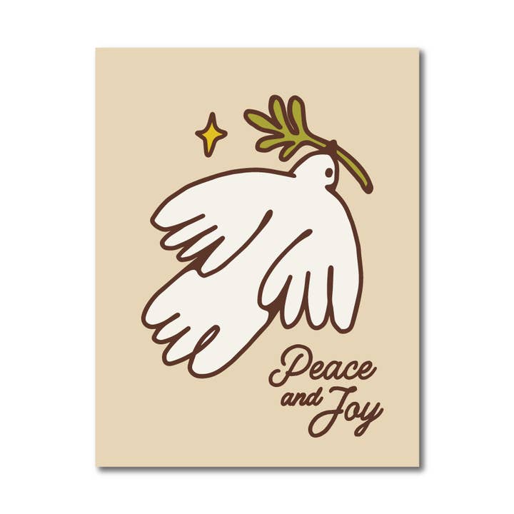 Peace and Joy Dove Holiday Greeting Card for wholesale by Amberhill