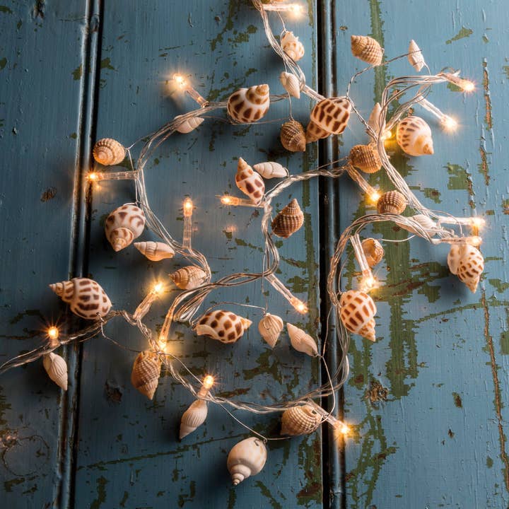 Small Seashell String Lights for wholesale by Primitives by Kathy