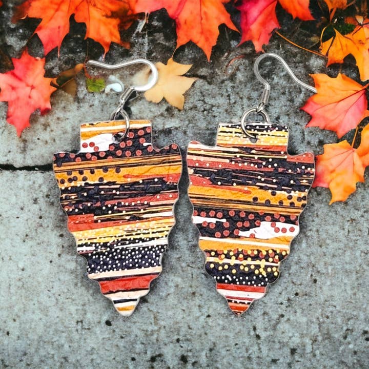 Bushleys Beauties, LLC - Wholesale Dangle Earrings - Autumn Boho Brush Stroke Arrowhead Earrings