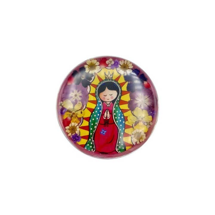 Rozenkransdoos voor baby's in Guadalupe met geperste bloemen 2,9 „x 1,5" x 2" voor wholesale door Guadalupe Gifts