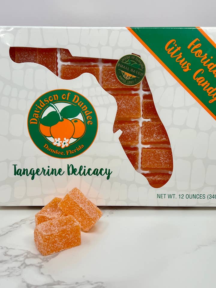 Florida Citrus Candy, Tangerine Delicacy, 12oz Box for wholesale by Davidson of Dundee Inc