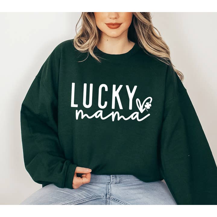 Lucky Mama, St. Patrick's Day Sweatshirt, Trendy Apparel for wholesale by Bash