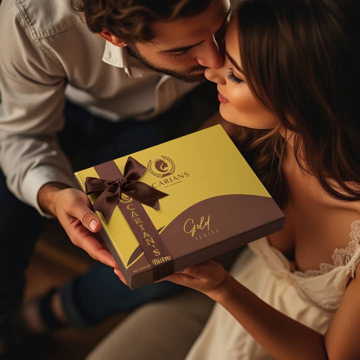 Carian's Bistro Chocolates - Wholesale Chocolate Box - Valentine's Chocolate Gift Box Gold, Premium Luxury Box9