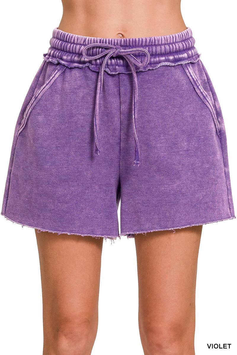 42POPS - Wholesale Shorts - Women's - `"Washed Fleece Drawstring Shorts With Pockets2