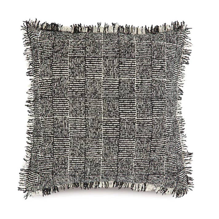 Cojín Tejido Hug Rug Cross Hatch Negro 45X45 para venta al por mayor de Phoenox Textiles