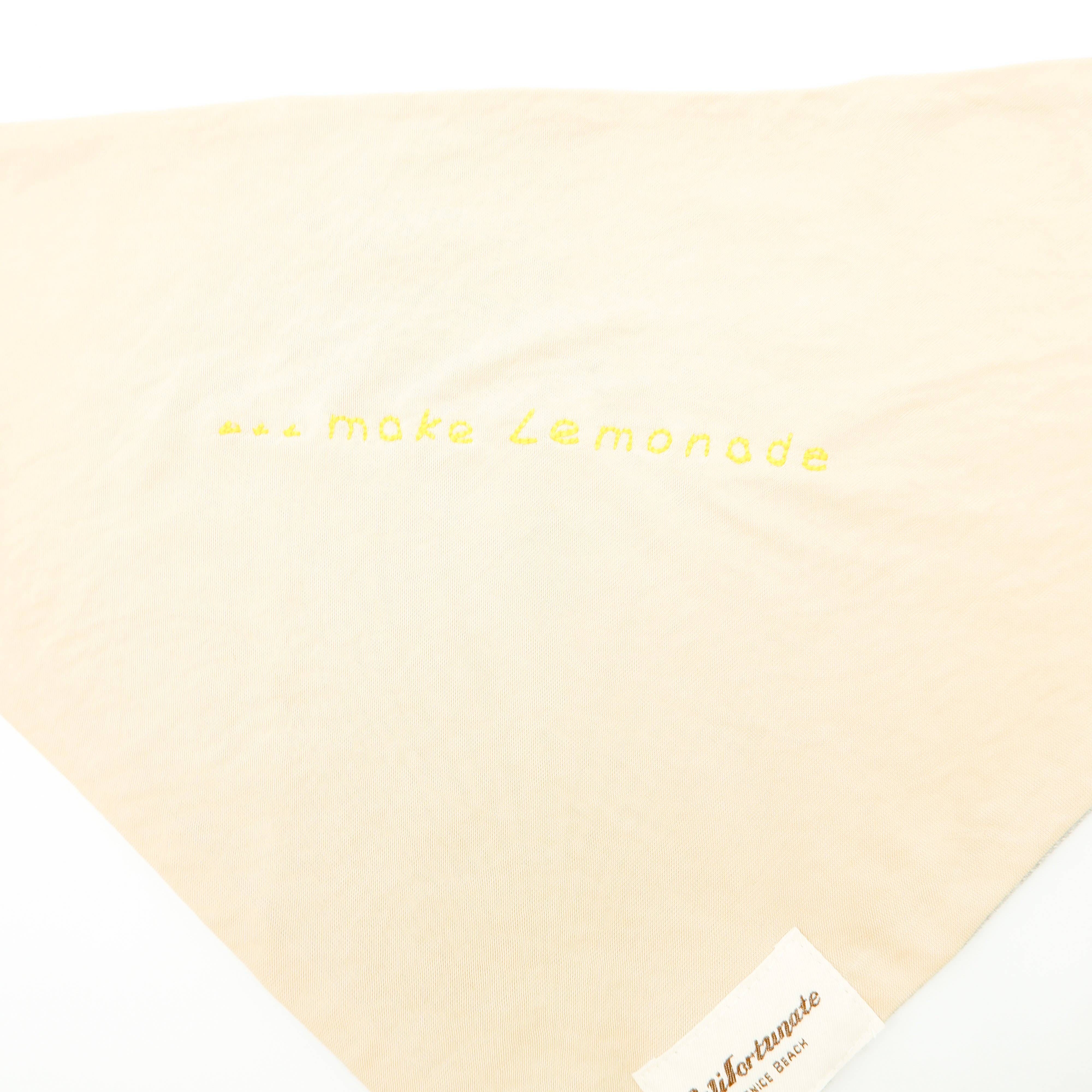 Maskdanna by Califortunate - Wholesale Non-Medical Disposable Mask - MASKDANNA SATIN TAN 'MAKE LEMONADE' HAND STITCH1