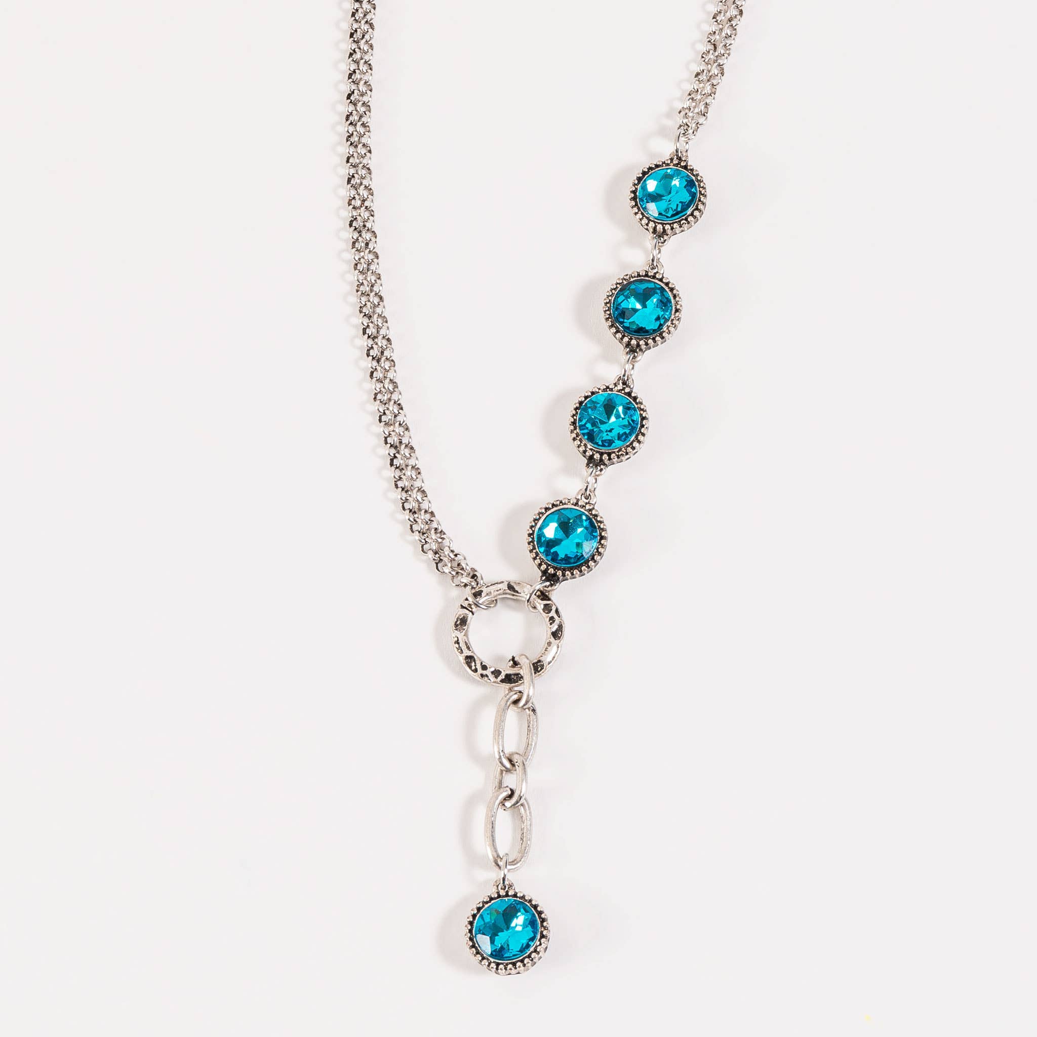 Elsie & Zoey - Wholesale Pendant/Charm Necklace - Tori Blue Crystal 18" Pendant Y Necklace0