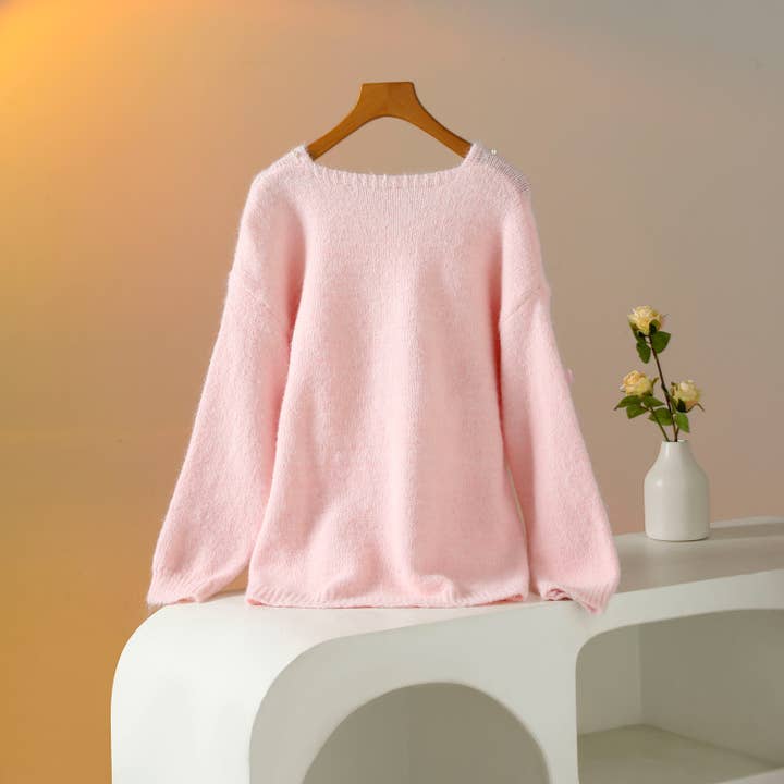 PEACH ACCESSORIES - Wholesale Knitted jumper – Women′s - Cosy Sweater with 3D Floral Embellishments SK1563