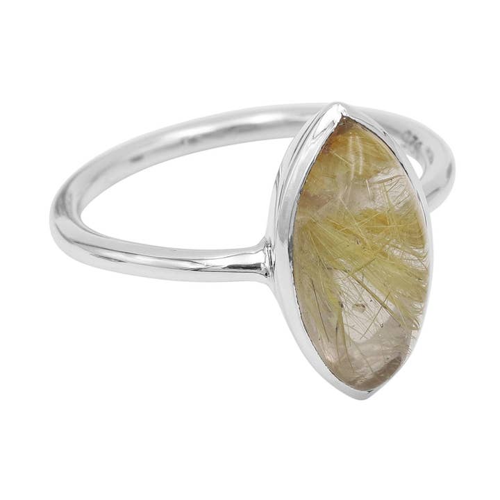 Bague en pierre précieuse de quartz rutile : Bijoux en argent sterling 925 pour la vente par Jay Jools