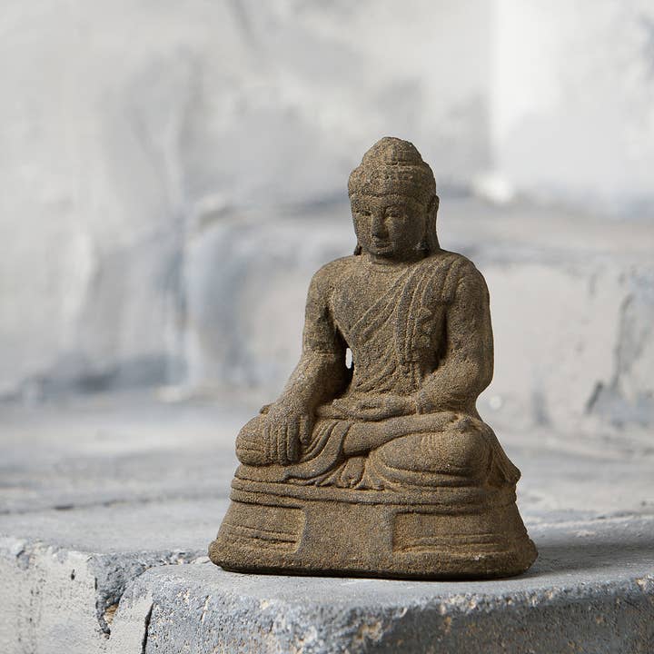 Garden Age Supply - Wholesale Outdoor Ornament/Decor - Small Sitting Buddha 8"H - Volcanic Ash1