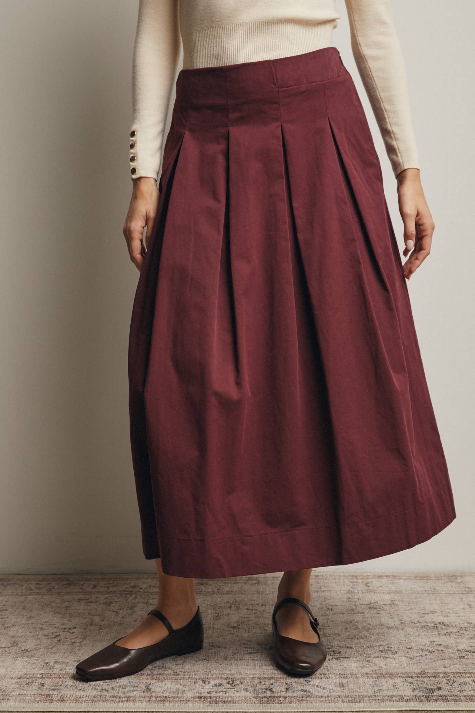 Forte – Großhandel Rock – Damen – Faltenrock in A-Linie, Midi, FSK000122