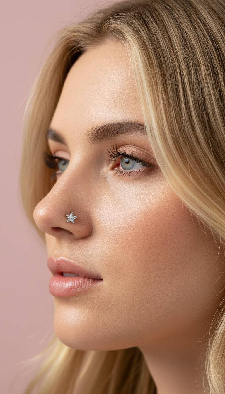 Arya Jewellery Wholesale – wholesale Nose ring – Stainless Steel Star Crystal Nose Ring1