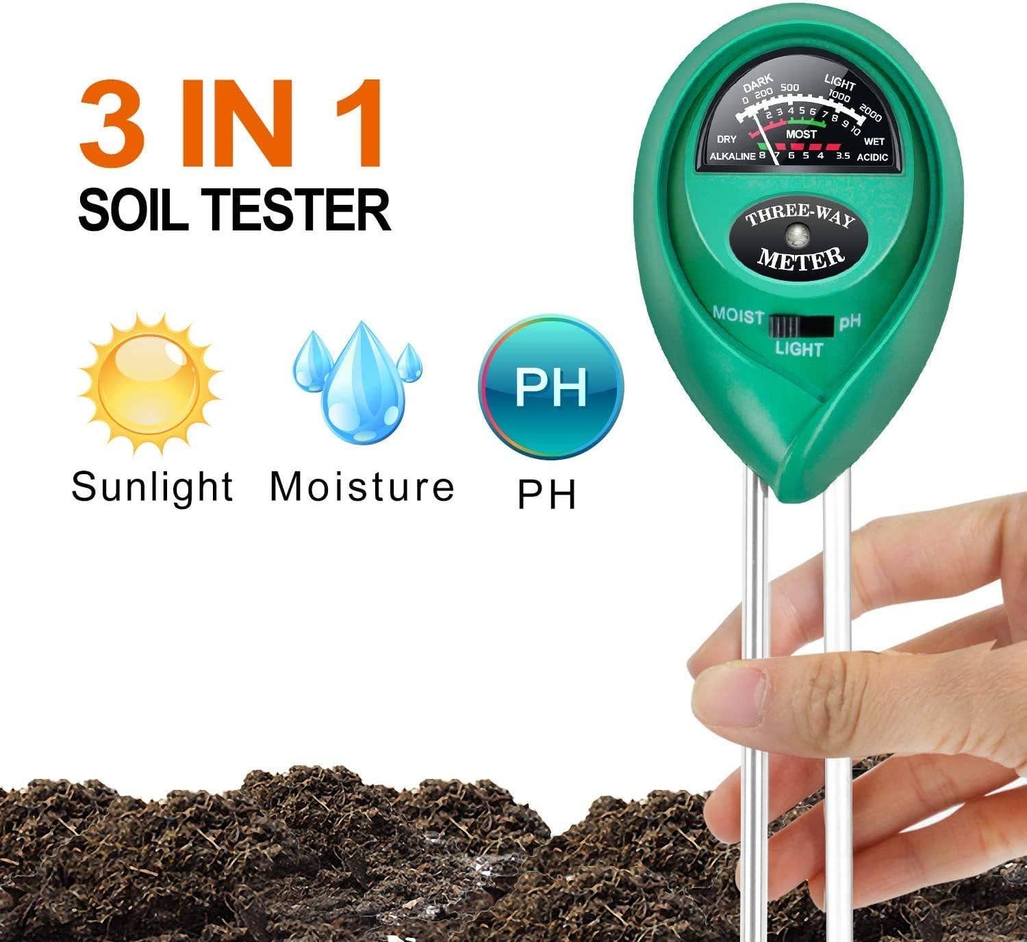 VIGOR - Wholesale Garden Tool - Soil Moisture Meter, Upgraded Stainless Steel Probe Soil pH2