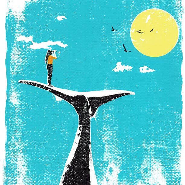 Whale Whisperer' Original Silkscreen Print for wholesale by Katie Edwards Illustration