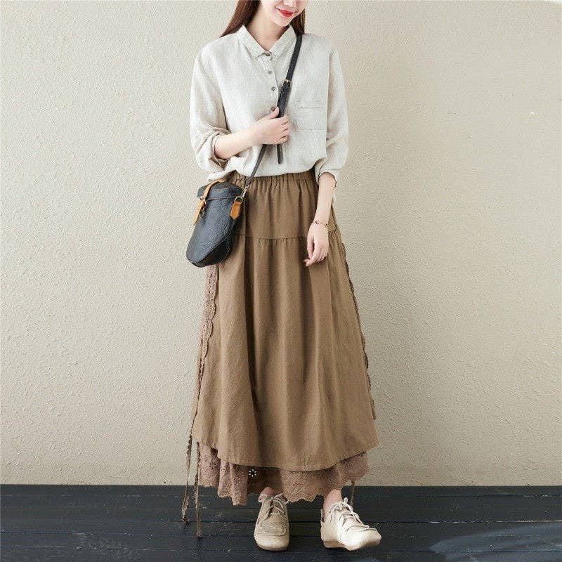 UZ Wholesale Store - Wholesale Skirt - Women's - Solid Color Ribbon Embroidered Elastic Waist Half Skirt6