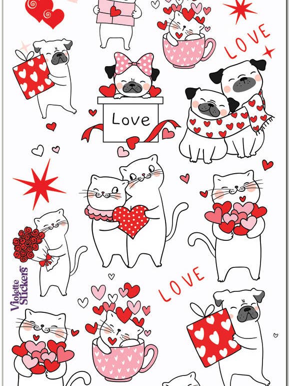 Autocolantes de São Valentim em Folha Vermelha C189 por atacado de Violette Stickers