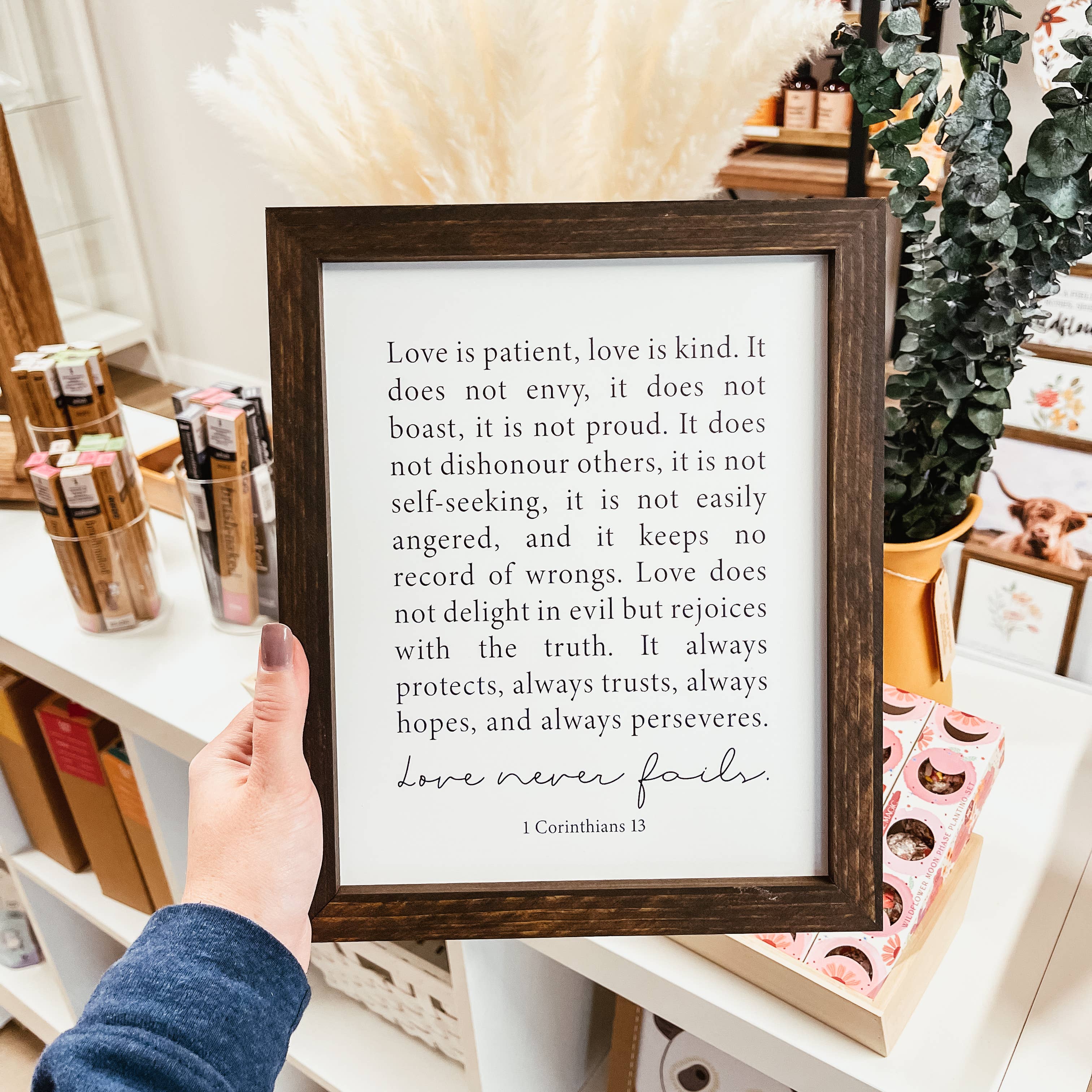 Knotty Design Co. - Wholesale Sign - Love Never Fails Framed Wood Sign3