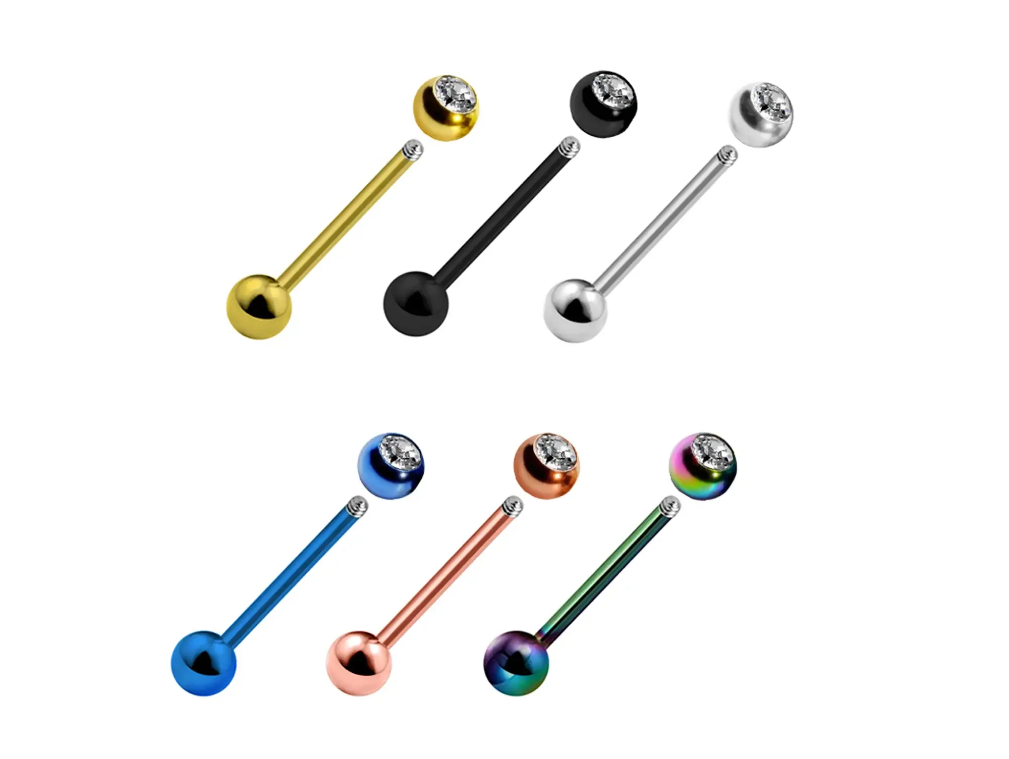 Bodytrend – wholesale Nose ring – Toungue Barbell Single Gemball Colorful-Surgical Steel 316L5
