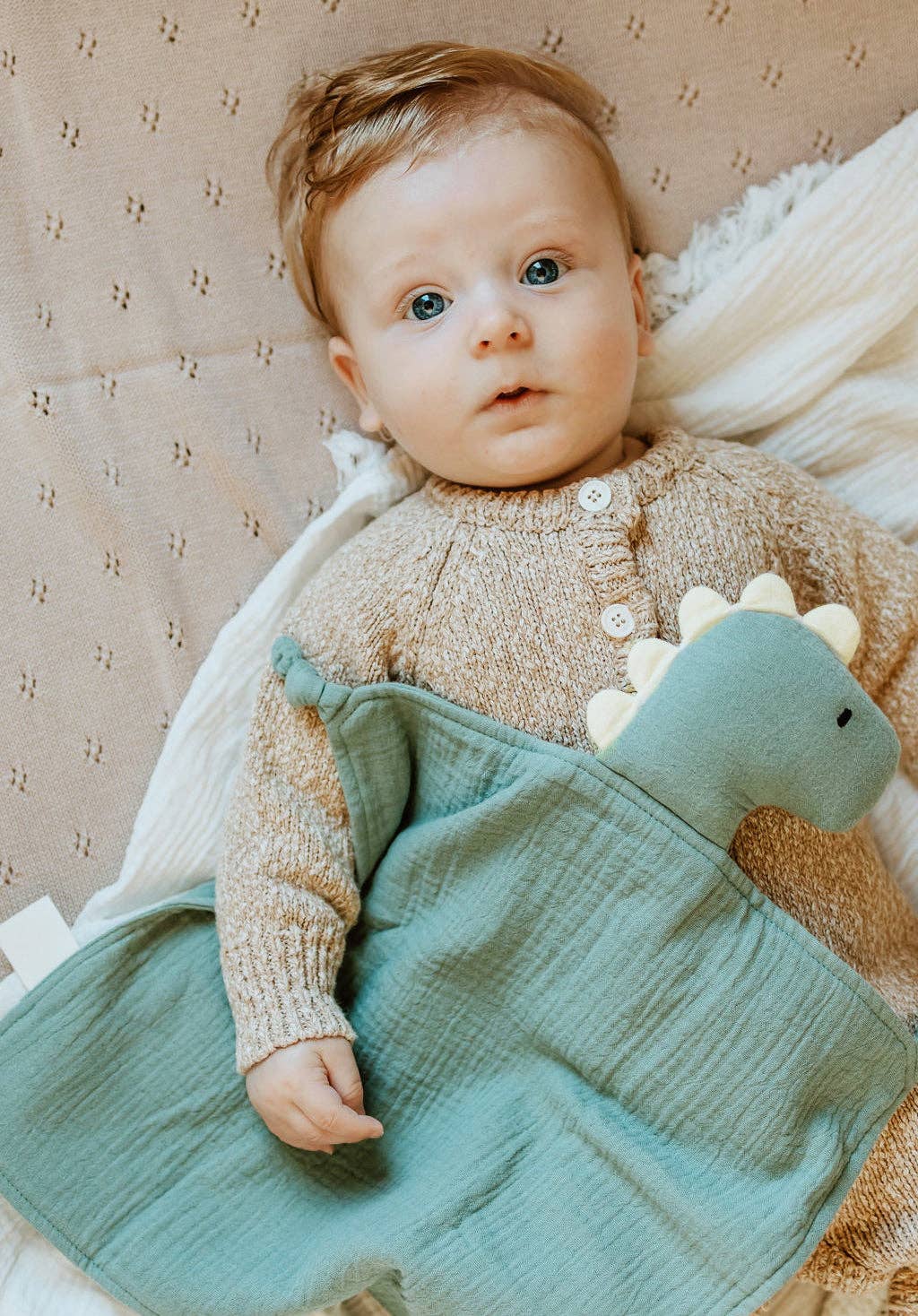Over the Dandelions - Wholesale Security/Cuddle Blanket - Baby - Organic Muslin Dinosaur Lovey1