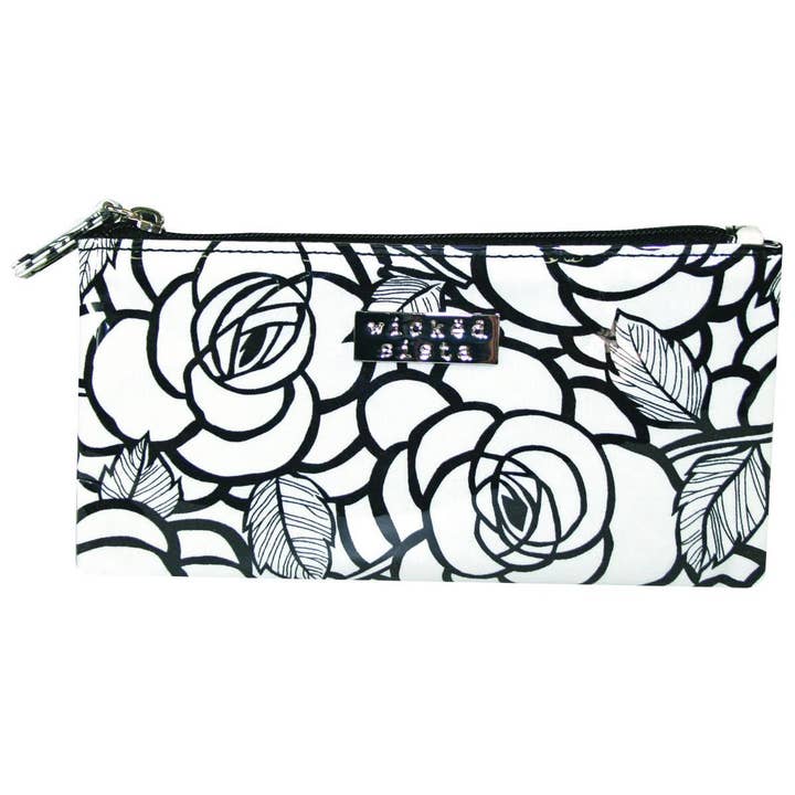 Funda de cosméticos Fleur Black & White para venta al por mayor de Wicked Sista Bags