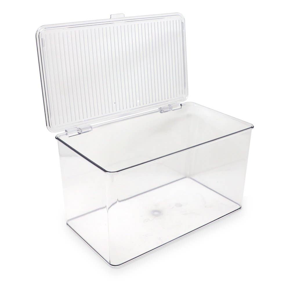 Clear Isaac Jacobs Stackable Organizer Bin w/ Hinged Lid for wholesale on Faire0