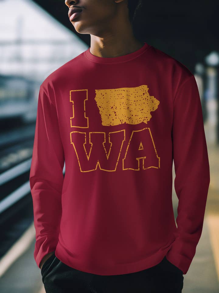 Iowa Grunge Graphic Long Sleeve Tee | Gold | Midwest for wholesale by Rivals Inc. Wholesale