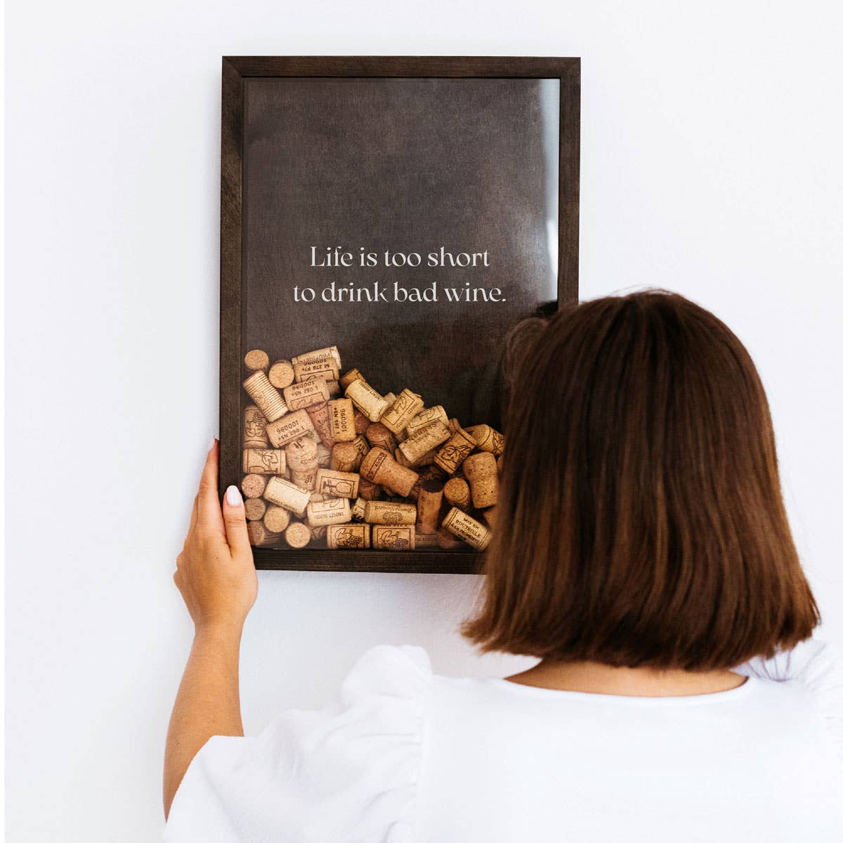 The Corkbox Company - Wholesale Wall Accent - Wine Art, Wine Cork Collector „Life Is Too Short”, Wine Gift4