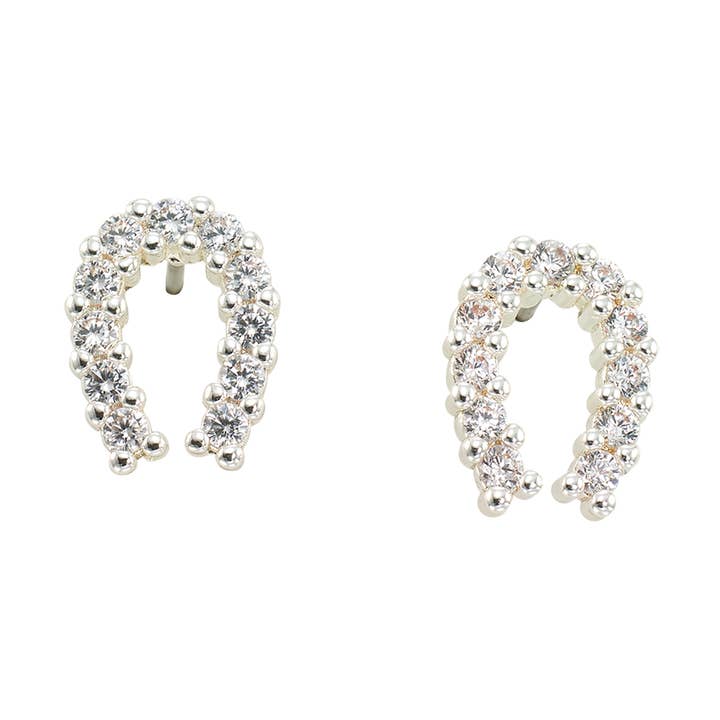 Crystal Horseshoe Stud Earrings-12ps for wholesale by World End Imports Jewelry & Gifts