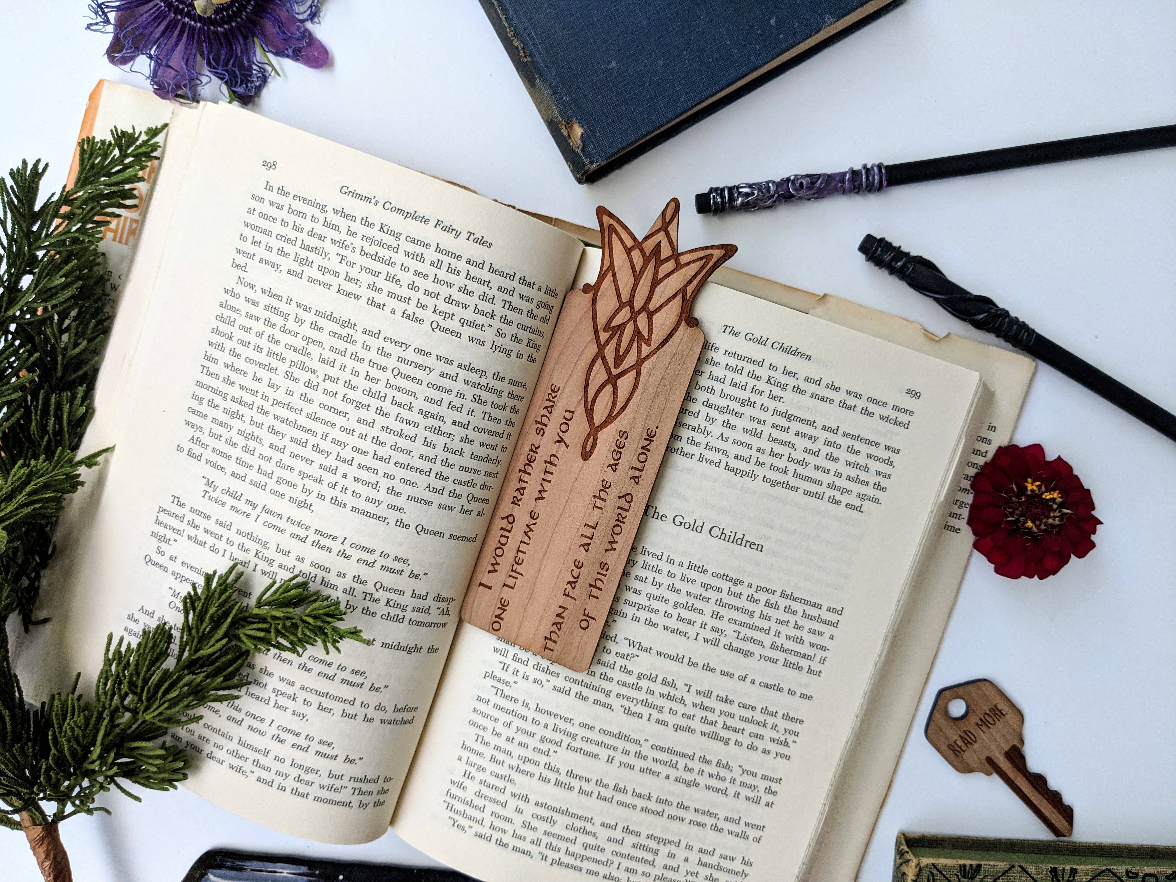 Emberglow Gaming - Wholesale Bookmark - Tolkien Arwen's Evenstar Wooden Bookmark1