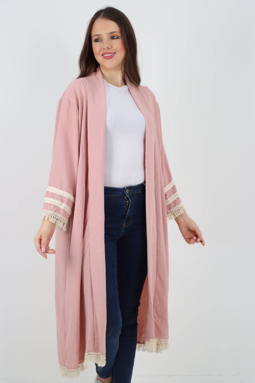 Miss Bold - Vente Cardigan – femme - Cardigan long à manches longues avec franges, ouverture devant, Made in Italy13