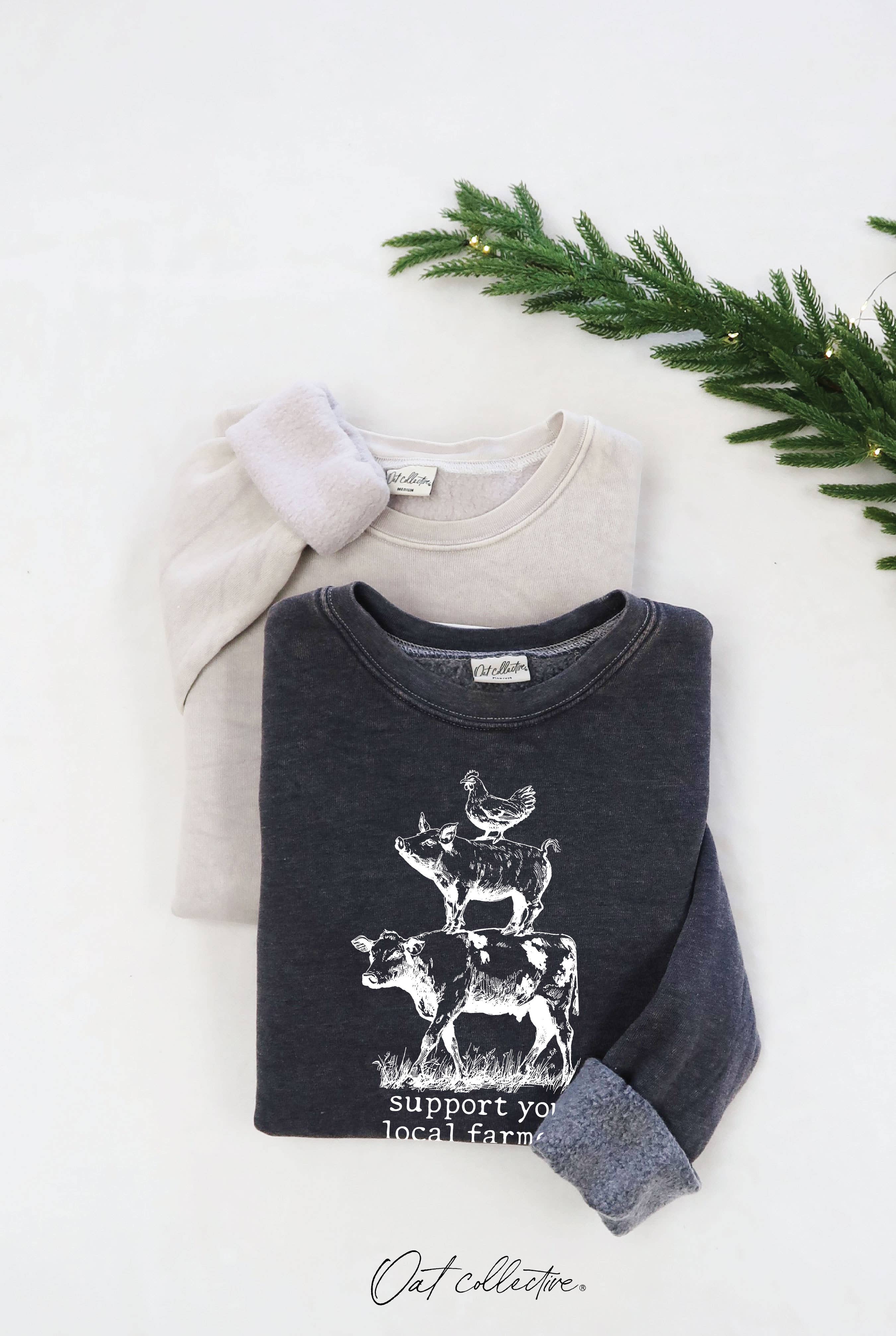 OAT COLLECTIVE - Wholesale Graphic Sweatshirt - Women's - SUPPORT YOUR LOCAL FARMERS Mineral Graphic Sweatshirt4