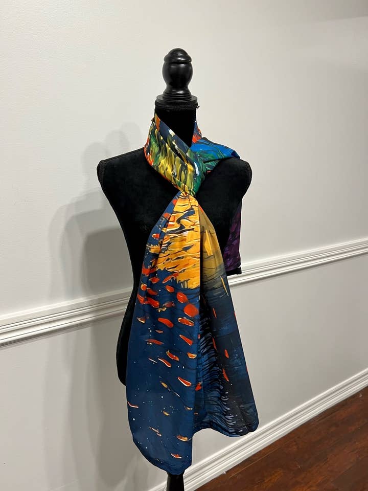 Night Transition100% Polyester(Shamoze Silk /Art Silk) Scarf for wholesale by Toronto Art Gallery