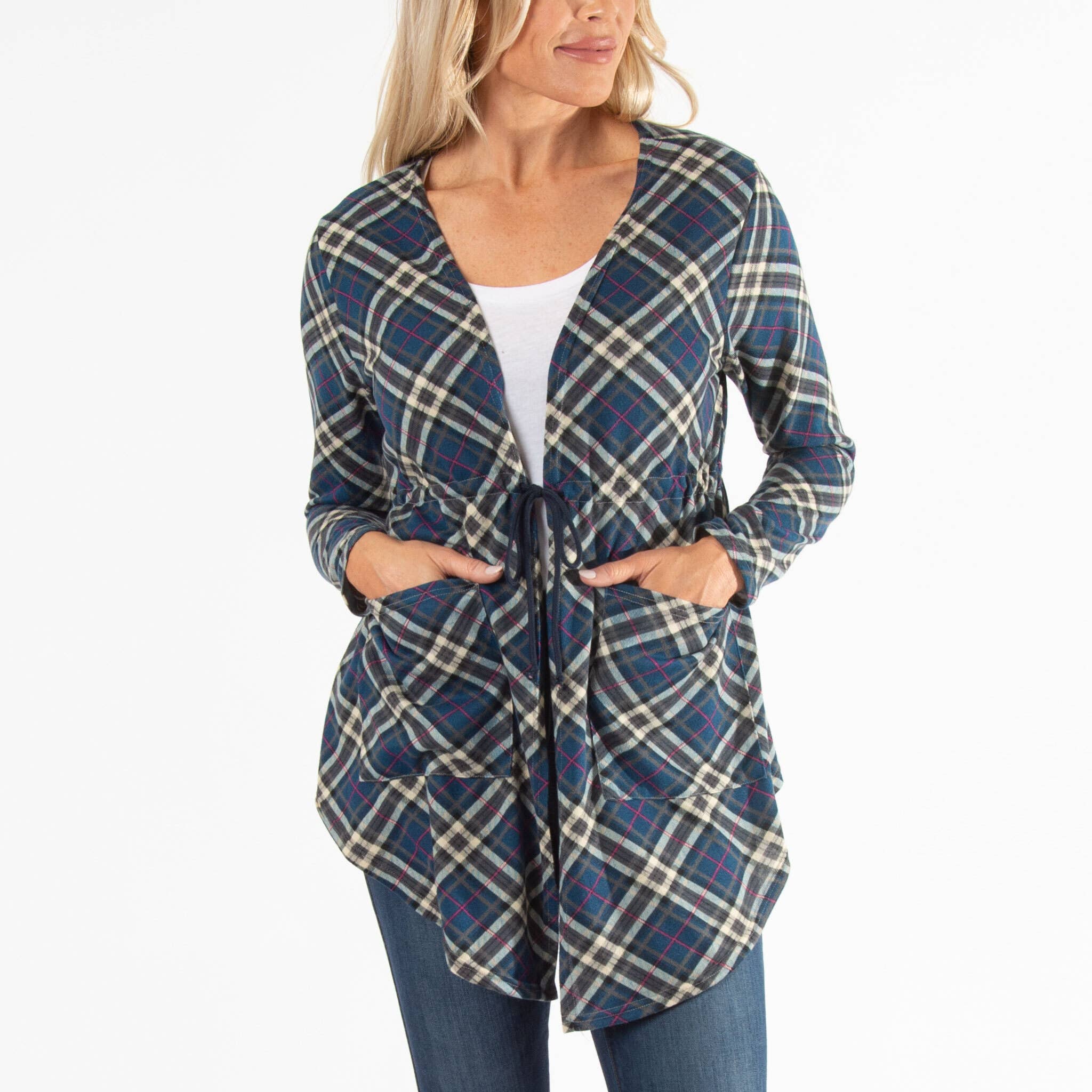 Elsie & Zoey - Vente Cardigan – femme - Soldes - Cardigan asymétrique en jersey Kate à nouer sur le devant0