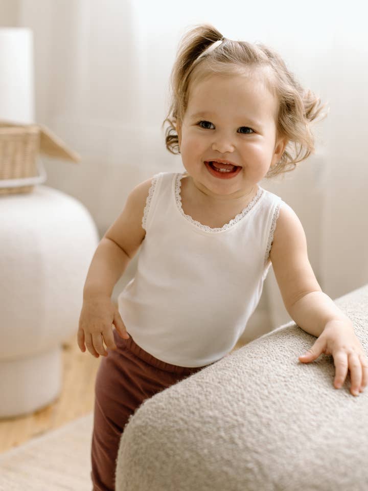 Colored Organics - Wholesale Bodysuit (Non-Footed) - Baby - Organic Baby Luna Lace Bodysuit - Coconut
