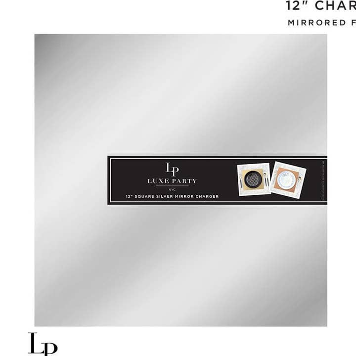 12" Silverfärgad Fyrkantig Lättvikts Spegel Underlägg | 6 Underlägg för wholesale av Luxe Party