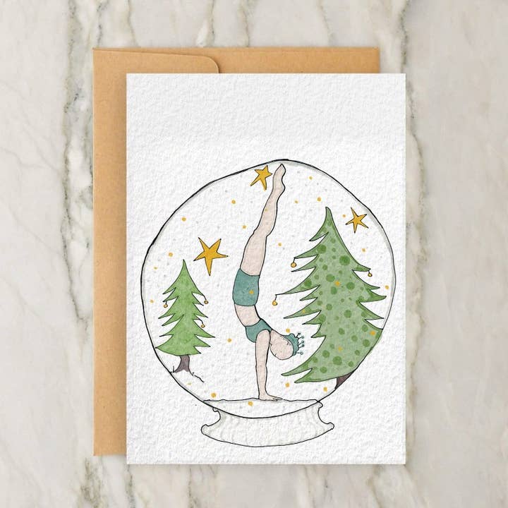 Cartão comemorativo do globo de neve de Natal da década de 1920 4x5" - estilo vintage por atacado de Hudson Illustration Co - About Town Co