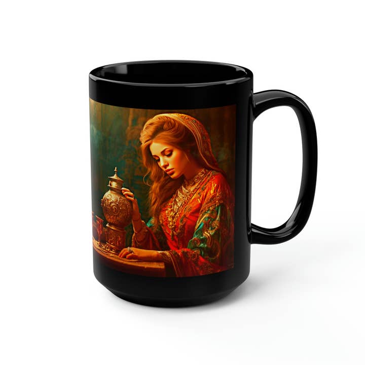 Red Lady Samovar — Schwarzer Becher, 350 ml für den Großhandel von Lilly's Artwork