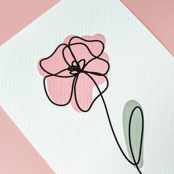 The Harpy Otter Co - Wholesale Art Print - Poppy Line Art Print2