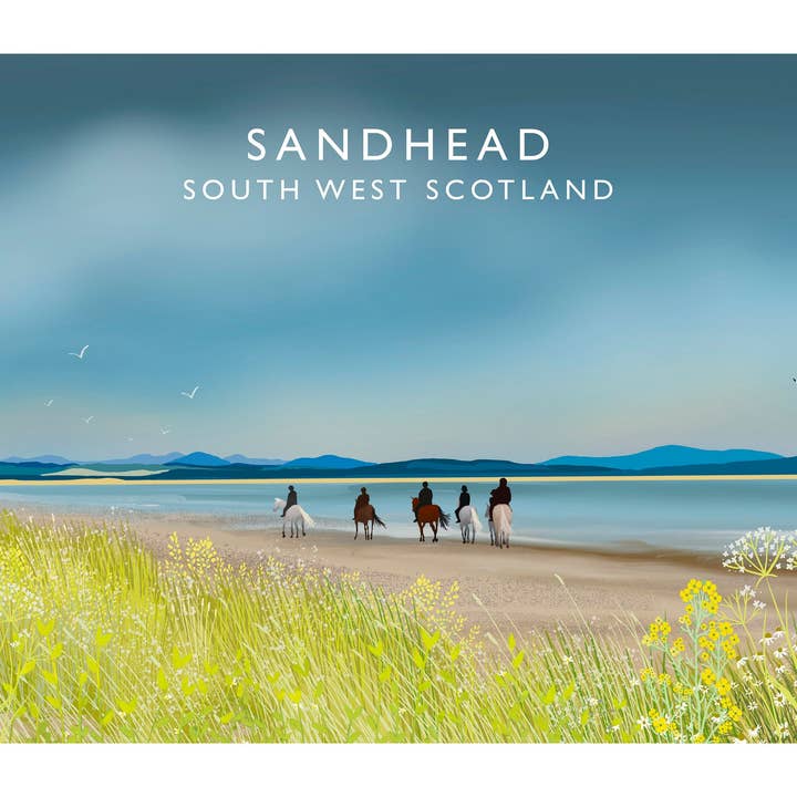 Sandhead, Wigtownshire, SW Scotland, Scottish Travel Poster, Scottish Landscape, Wall Art, Quality Giclee Art Print signed by the Artist for wholesale by Galloway Arts