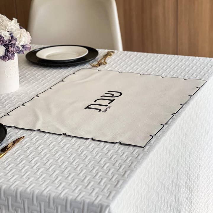 Black Embroidered Leatherette Challah Cover for wholesale by Boker-Tov Shalom