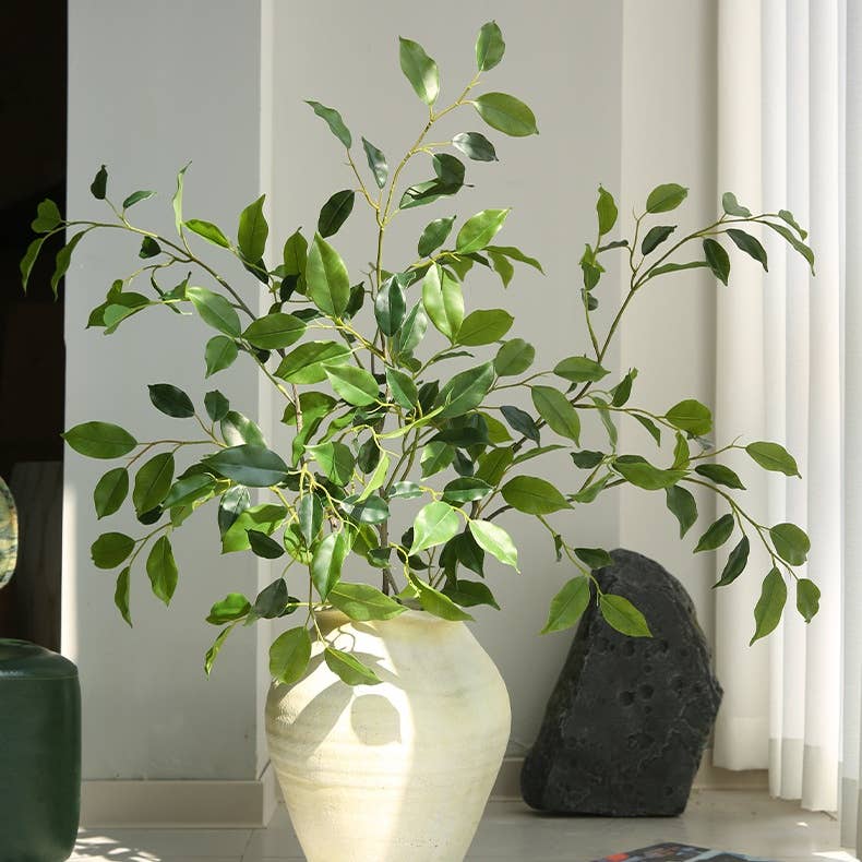 ACNITE(We cover U.S. import duties) - Venta al por mayor Plantas artificiales - Hoja verde artificial para jarrón Hojas de árbol de banyán para el hogar8