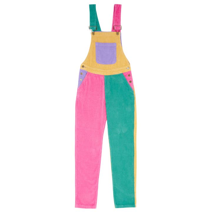 Dotty Dungarees – wholesale Overalls – Women's – Adult Bright Patchwork Corduroy Dungarees