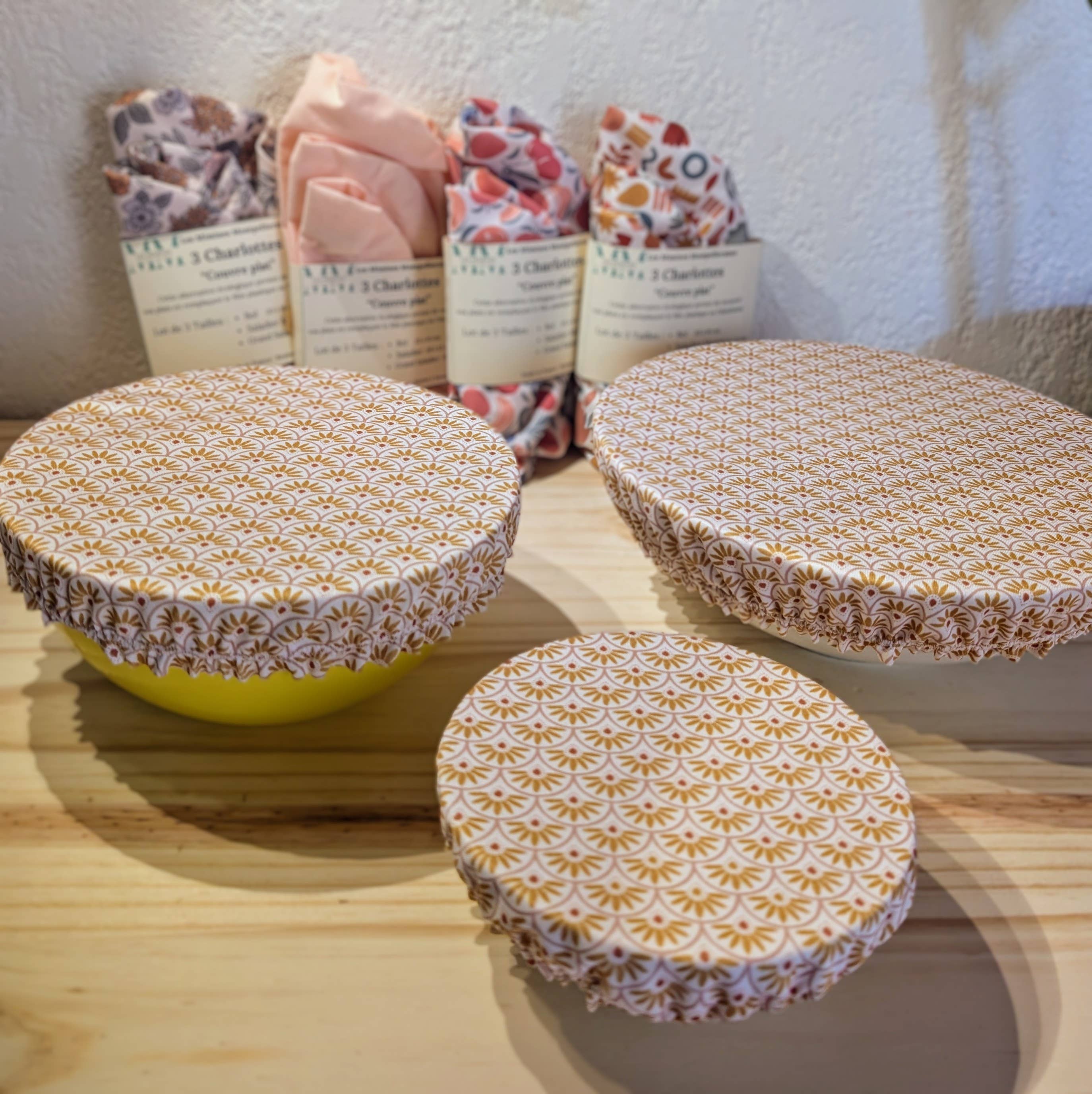 Les Mimines Montpellieraines - Wholesale Food Storage Wrap/Bag - Set of 3 Flat Bowl Covers, Washable and Reusable6